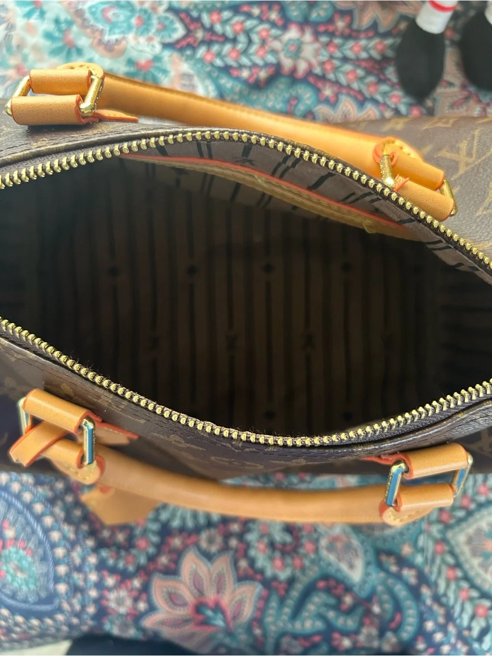 Monogram Canvas Carry Bag in Brown and Tan